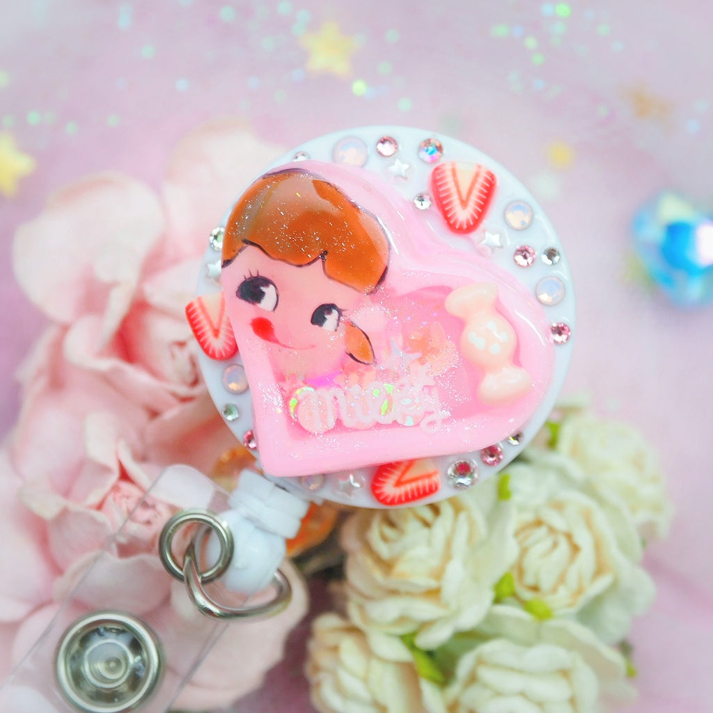 Milky Love Badge Reel with Card Holder