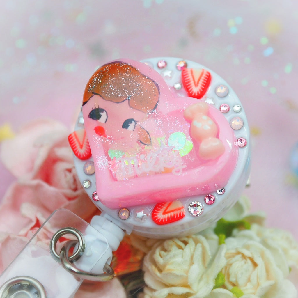 Milky Love Badge Reel with Card Holder