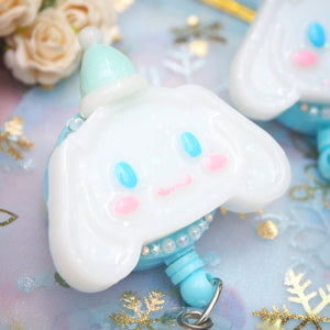 Cinnamoroll Badge Reel with Snow hats (blue)
