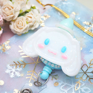 Cinnamoroll Badge Reel with Snow hats (blue)