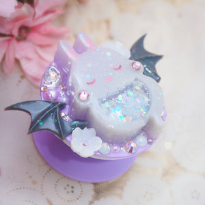 Hazy Grey Boo Bun on Purple Grip (Glows)