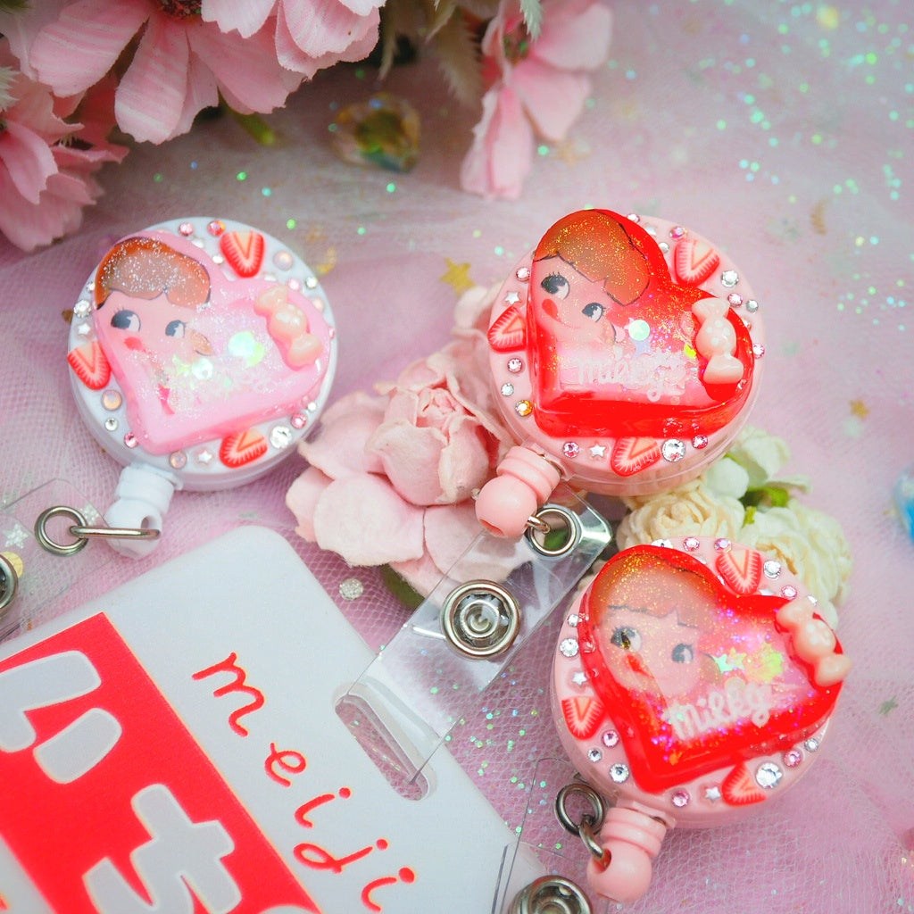 Milky Love Badge Reel with Card Holder