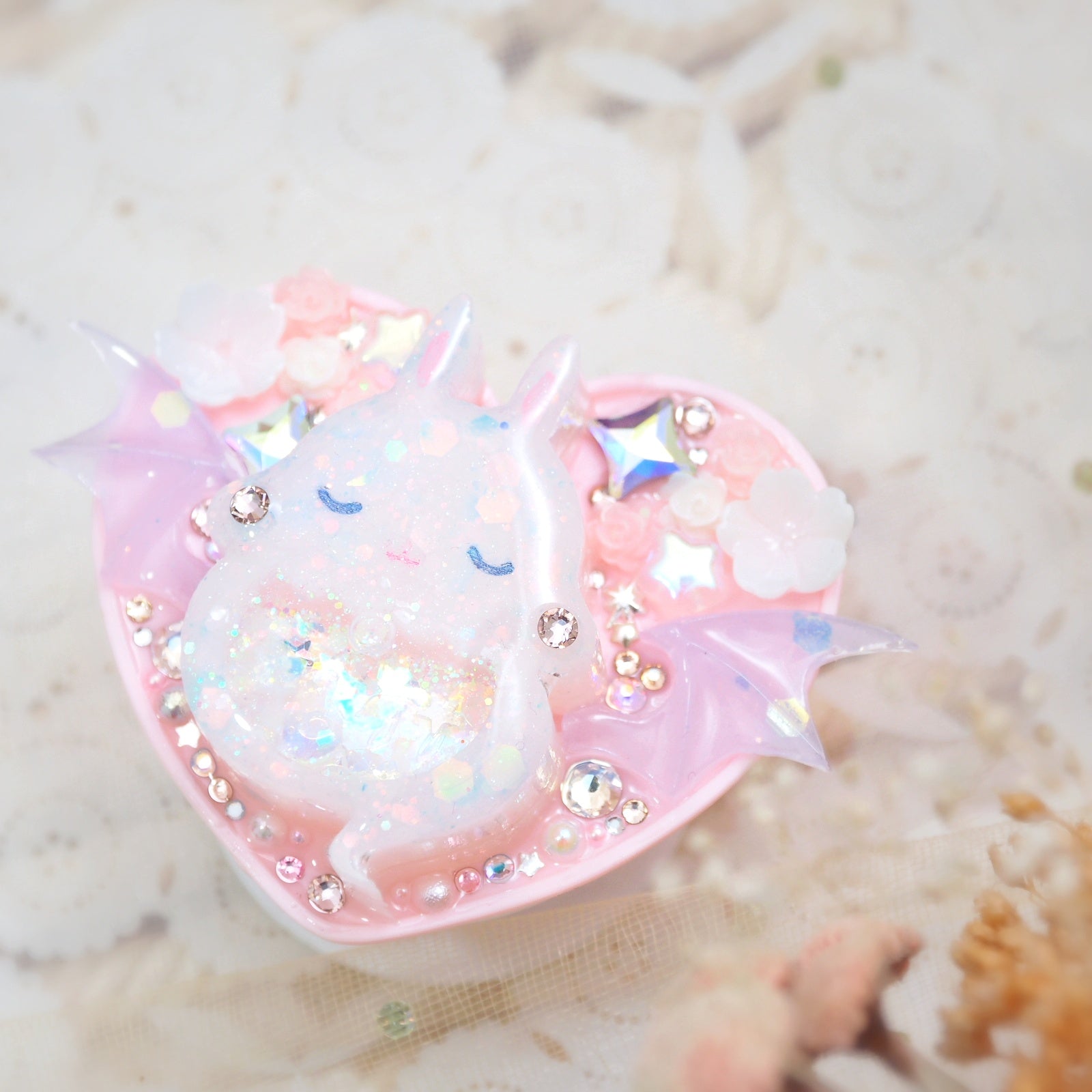 Dreamy Pink Boo Bun on Pink Heart Grip (Glows)
