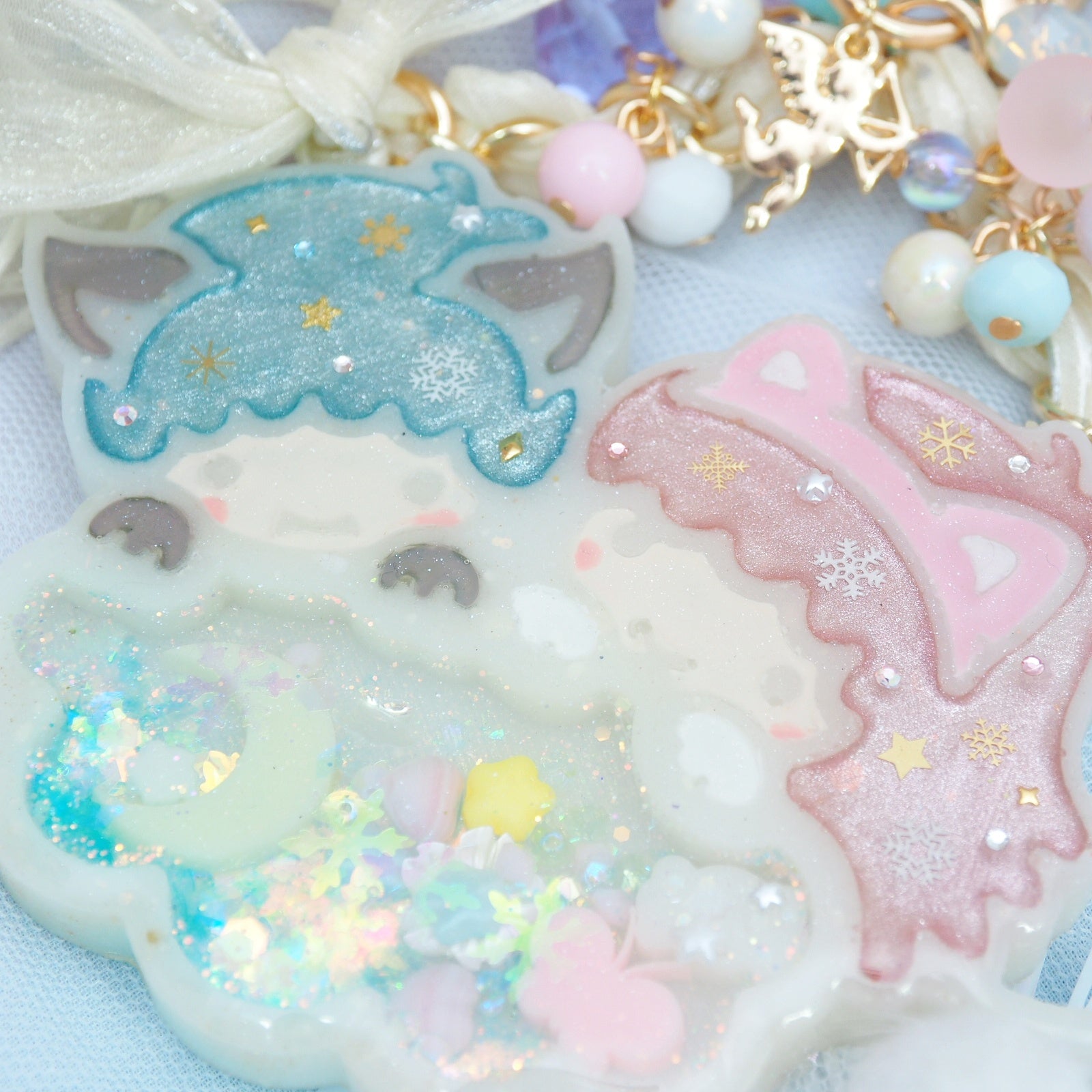 Cat-eye Twin Cats Chunky Charm