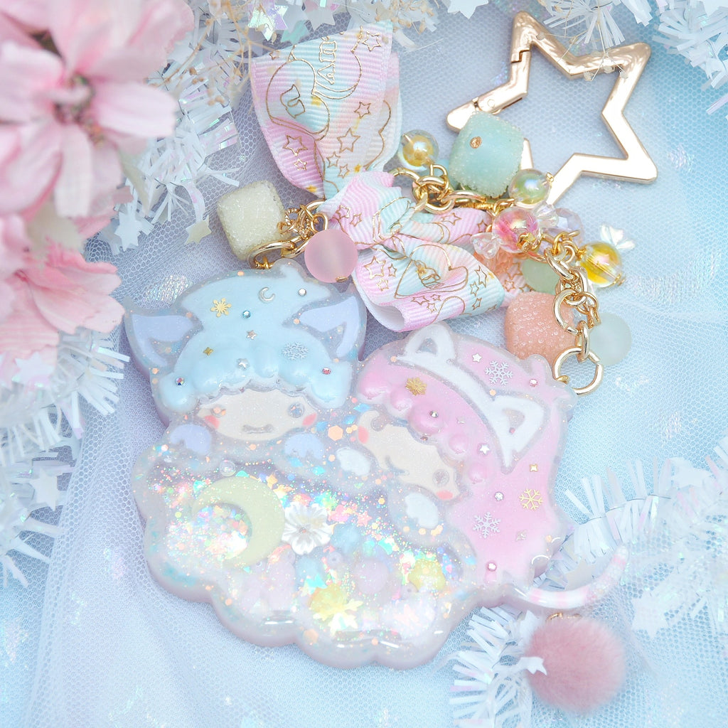 Puffy Twin Cats Chunky Charm