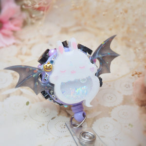 White Boo Bun Badge Reel (glows)