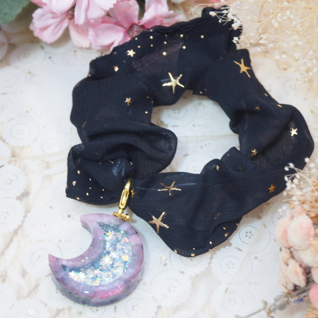 Baby Mars Charm with Black Starry Scrunchie
