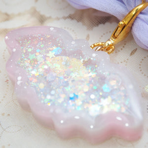 Marble Bat Charm with Lilac Starry Scrunchie (Glows)