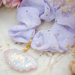 Marble Bat Charm with Lilac Starry Scrunchie (Glows)