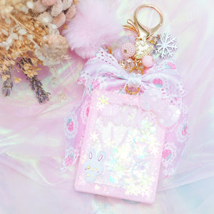 Clear Pink Snowbunny Pocky Shaker Charm
