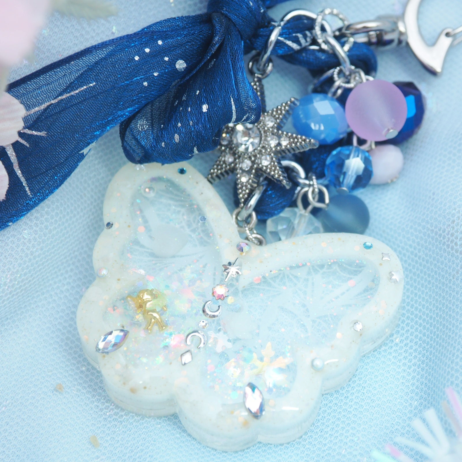 Lace Among the Stars Butterfly with braided chain