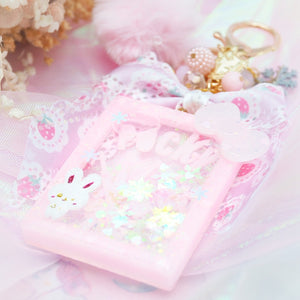 Clear Pink Snowbunny Pocky Shaker Charm