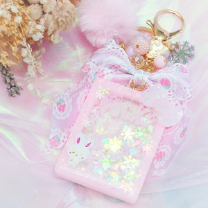 Clear Pink Snowbunny Pocky Shaker Charm