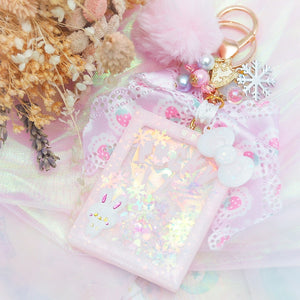 Iridescent Pink Snowbunny Pocky Shaker Charm