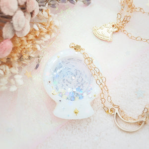 White Planisphere Globe 36" Chain Necklace (Glows)