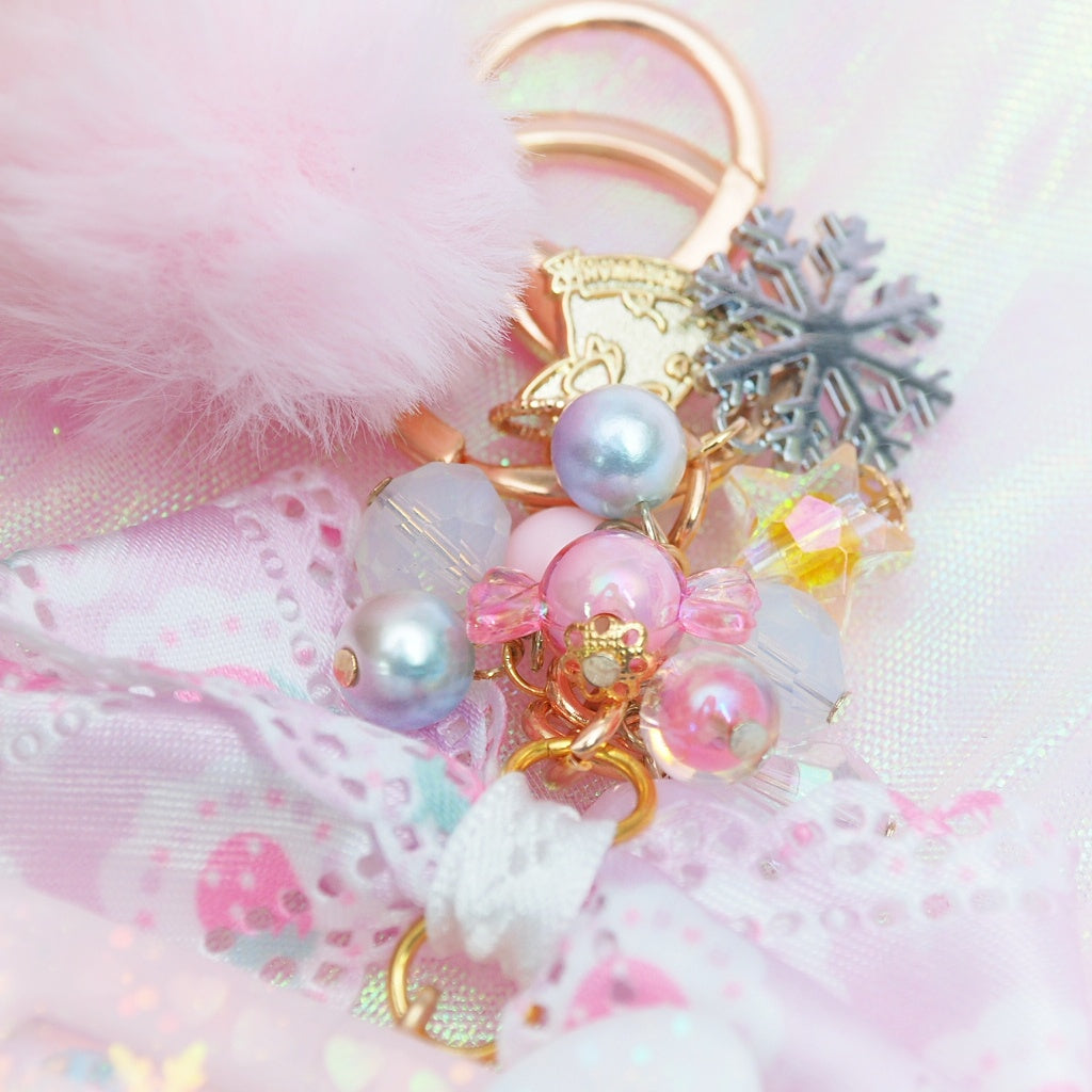Iridescent Pink Snowbunny Pocky Shaker Charm