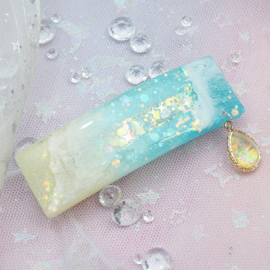 Lagoon with Silver Yacht Barrette (Clasp)