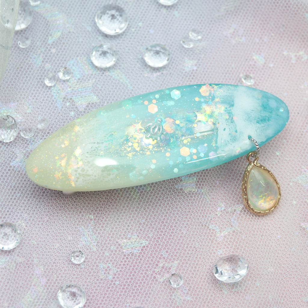 Lagoon with Silver Turtle Barrette (Clasp)