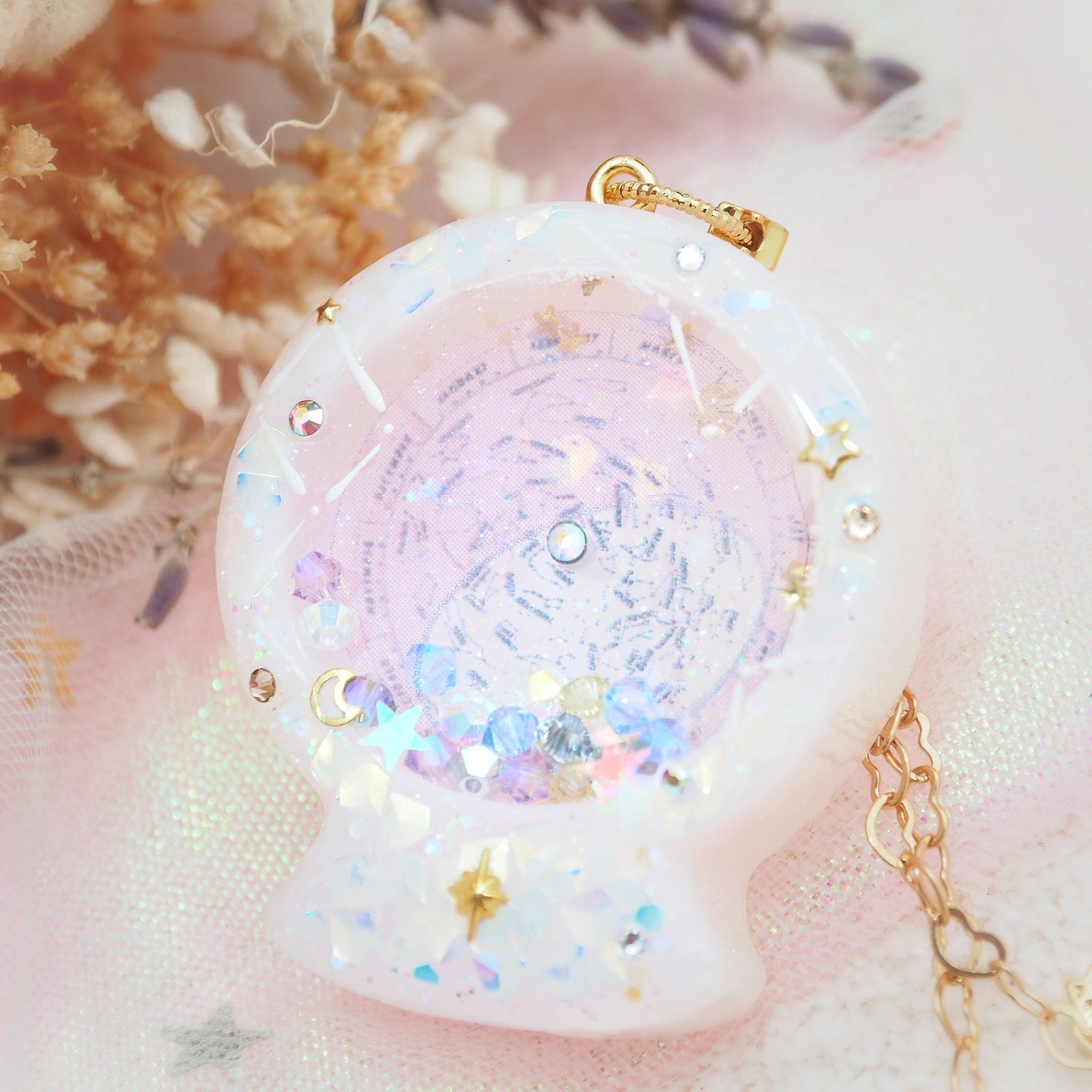 Pink Planisphere Globe 36" Chain Necklace