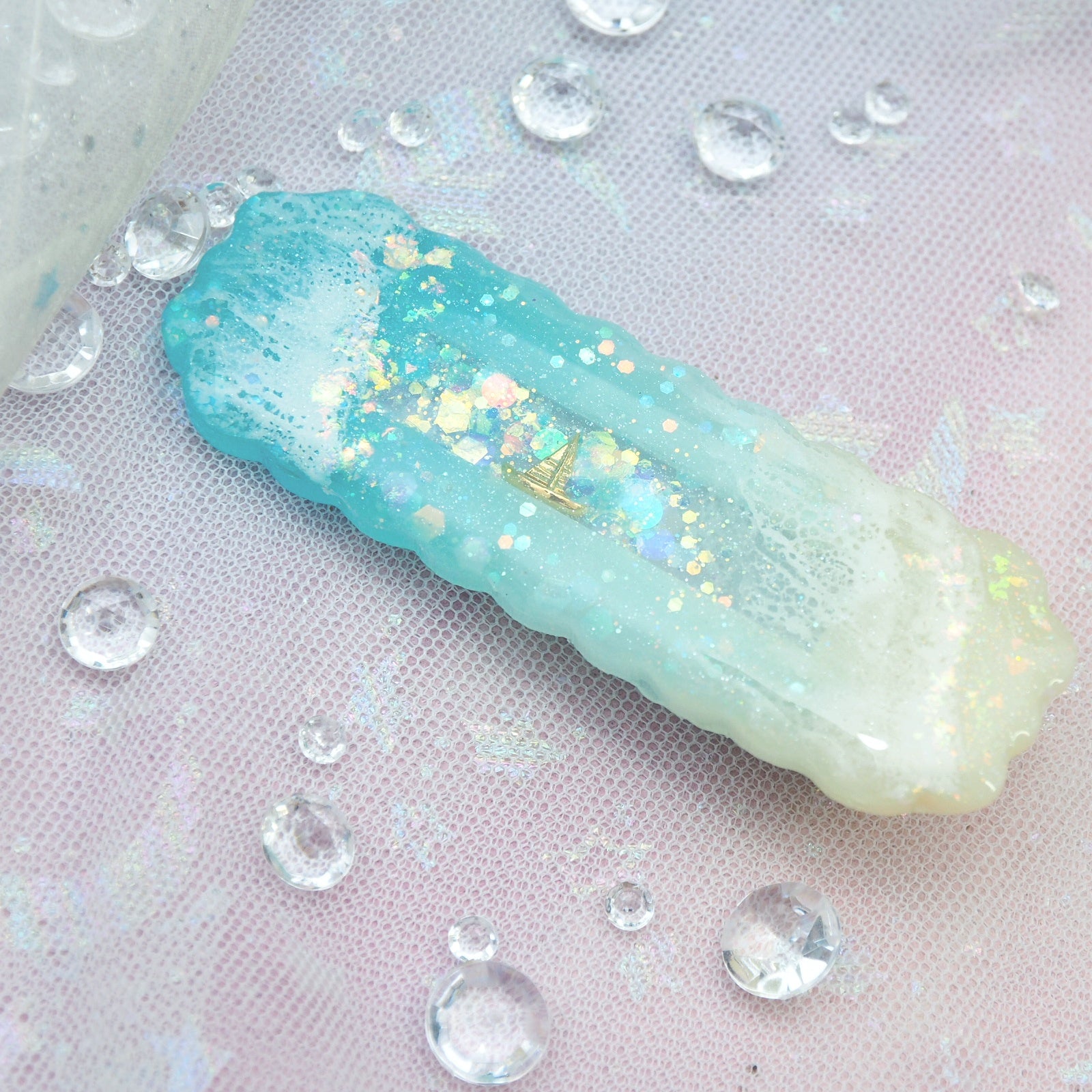 Lagoon with Gold Yacht Barrette (Clip)