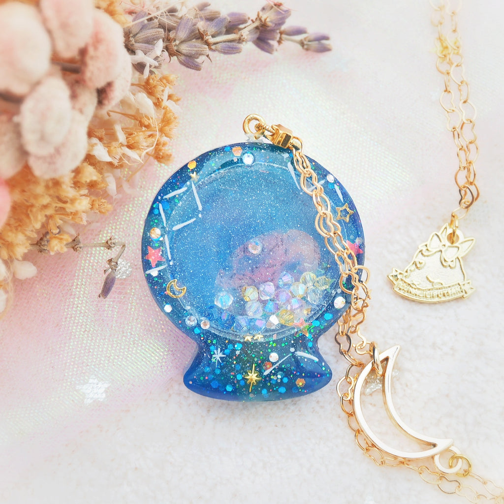 Dark Blue Planisphere Globe 36" Chain Necklace (Glows)