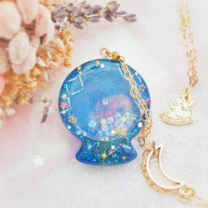 Dark Blue Planisphere Globe 36" Chain Necklace (Glows)