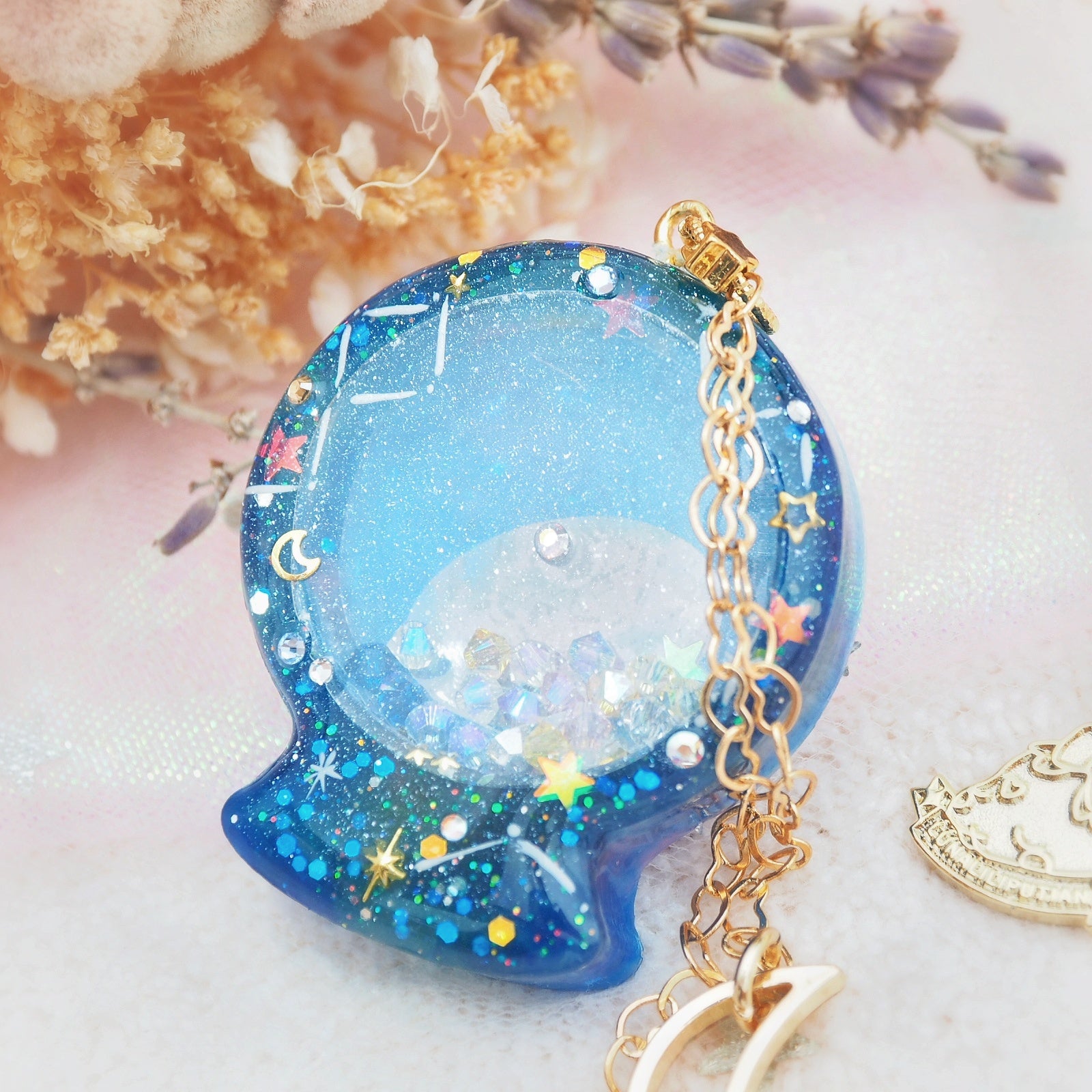 Dark Blue Planisphere Globe 36" Chain Necklace (Glows)