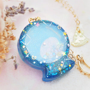 Dark Blue Planisphere Globe 36" Chain Necklace (Glows)