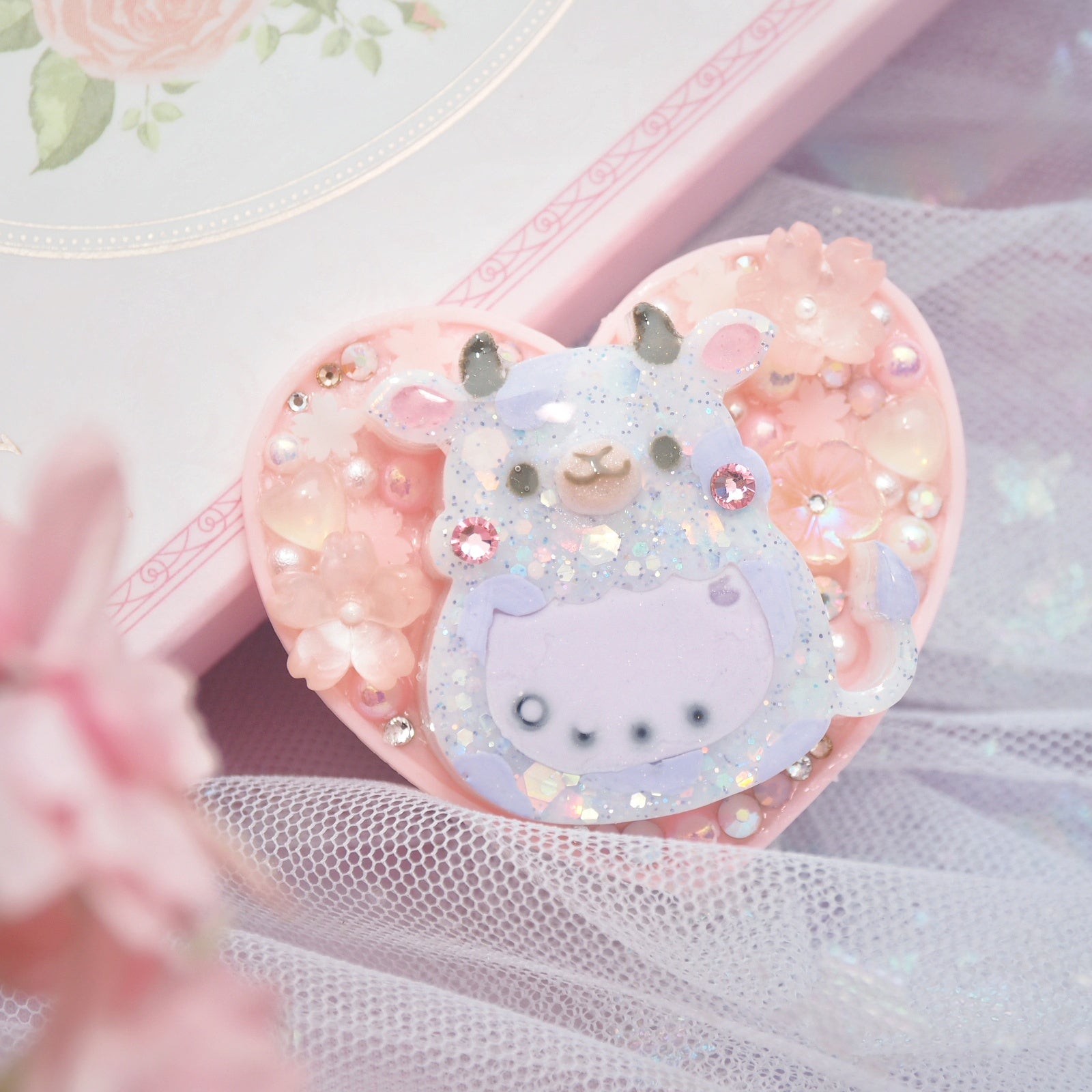 Taro Boba Cow Heart Phone Grip