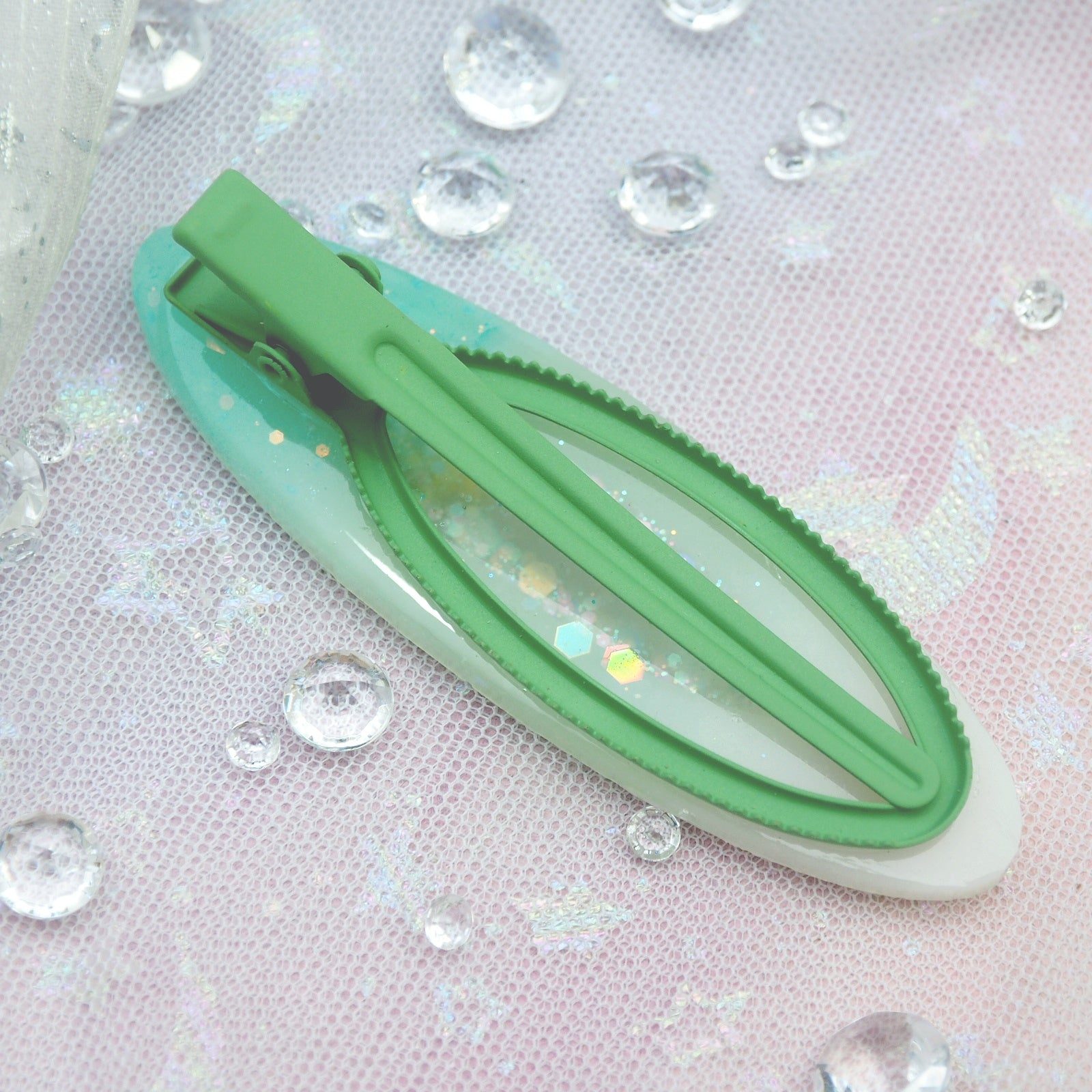 Jade Pools with Gold Porpoise Barrette (Clip)