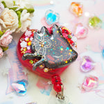 ルナ森 Glitter Kitsubun Badge Reel - slight mood ring effect