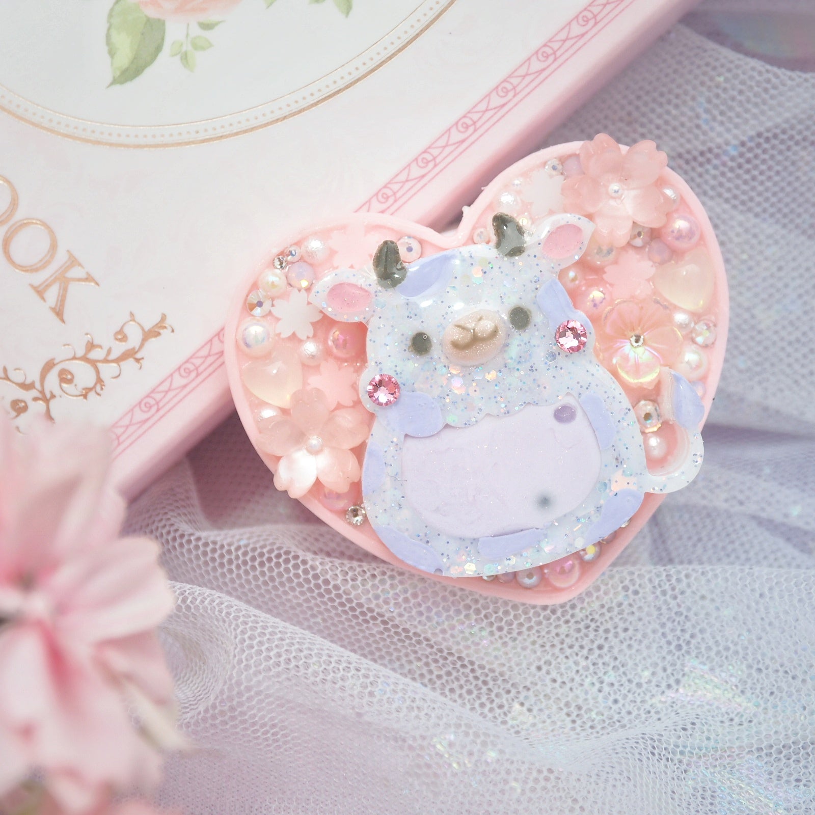 Taro Boba Cow Heart Phone Grip