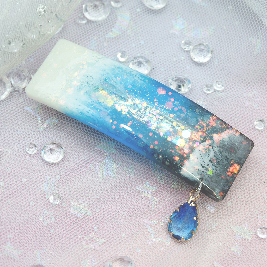 Twilight Tides with Silver Yacht Barrette (Clasp)
