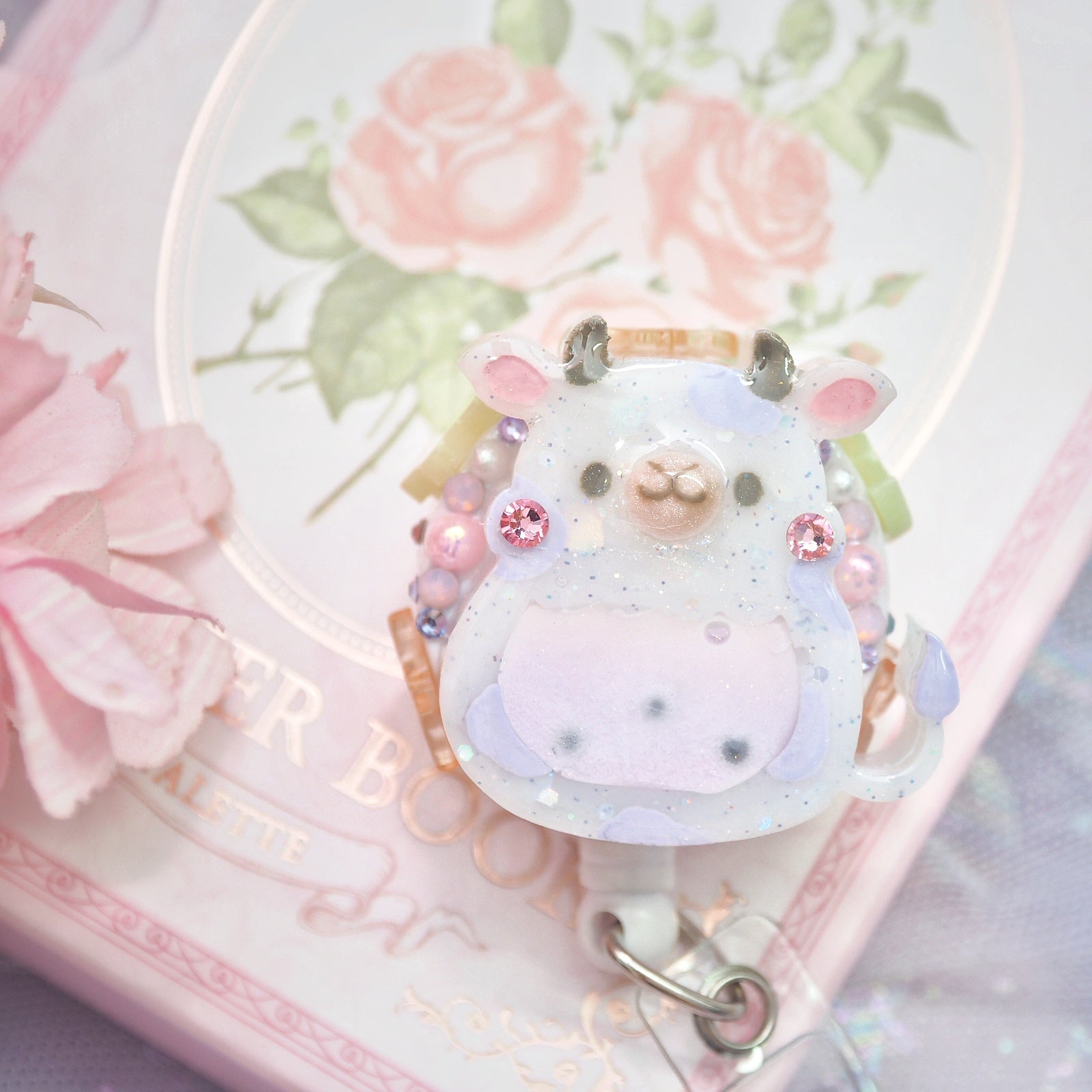 Taro Boba Cow Badge Reel