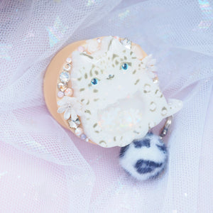 Painted Snow Leopard Grip (removable fluff ball)