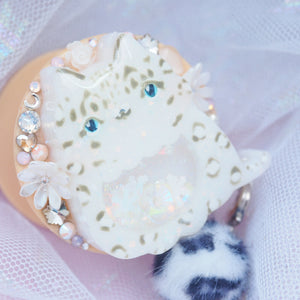 Painted Snow Leopard Grip (removable fluff ball)