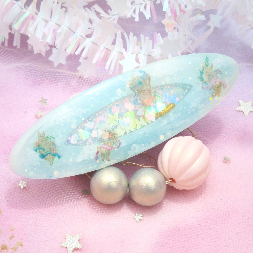 Bunny Cherub Barette (Oval, Horizontal style)