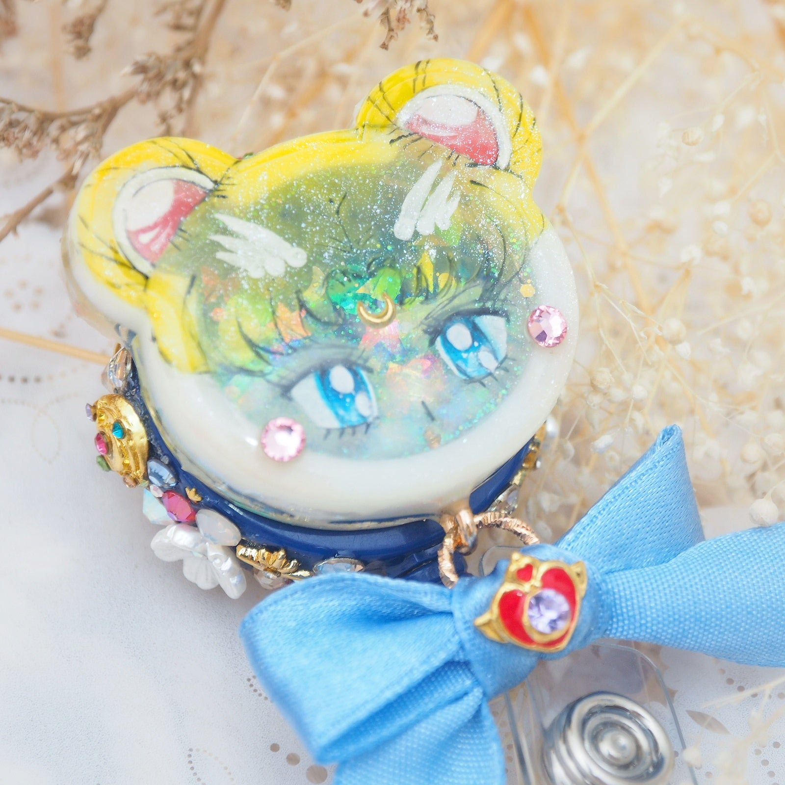 Painted Opulent Moon Princess Badge Reel
