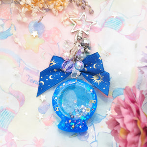 Blue Planisphere Globe Silver Star Charm (Glows)