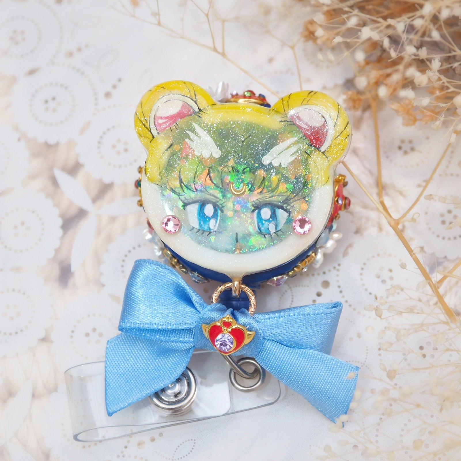Painted Opulent Moon Princess Badge Reel