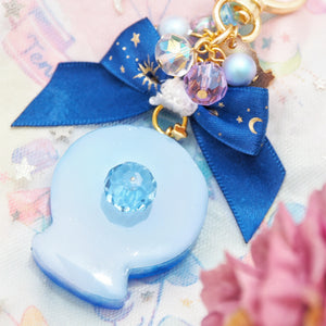 Blue Planisphere Globe Golden Moon Charm (Glows)