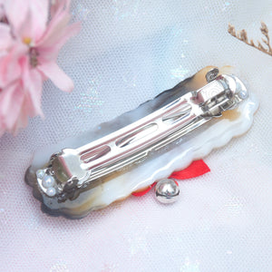 Calico Clasp Shaker Barrette with Sculpture (Cloud Bar)