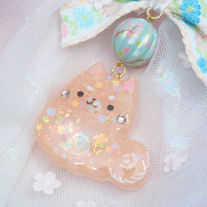 Shiba Charm with handpainted bead (Reddish Brown)