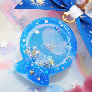 Blue Planisphere Globe Golden Star Charm (Glows)