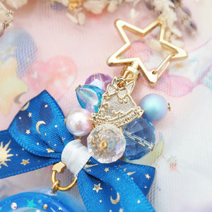 Blue Planisphere Globe Golden Star Charm (Glows)