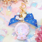Pink Planisphere Globe Golden Moon Charm (Glows)