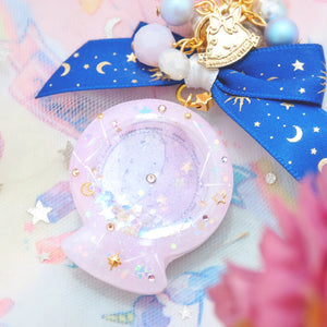 Pink Planisphere Globe Golden Moon Charm (Glows)