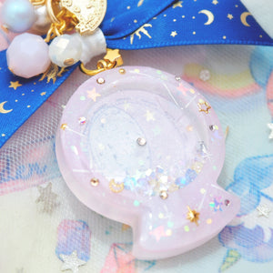 Pink Planisphere Globe Golden Moon Charm (Glows)