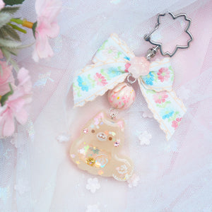Shiba Charm with handpainted bead (Light Tan)