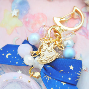 Pink Planisphere Globe Golden Moon Charm (Glows)